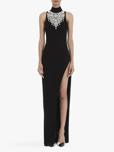 Shop Balmain Crystal Embellished Sleeveless Maxi Dress In Black