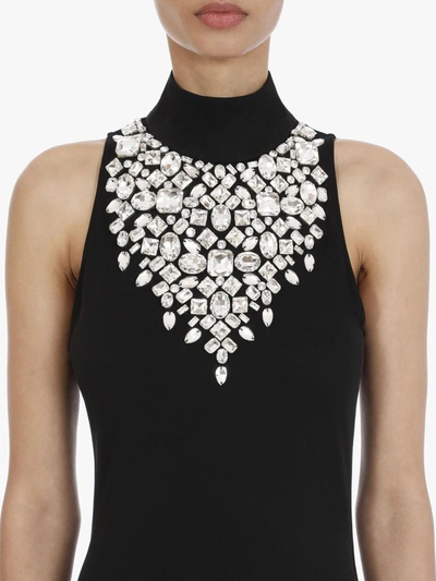 Shop Balmain Crystal Embellished Sleeveless Maxi Dress In Black