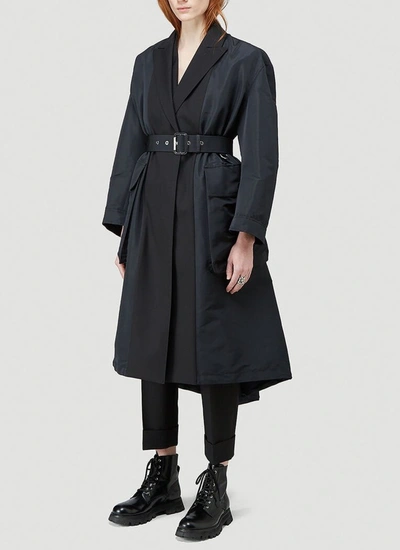 Shop Alexander Mcqueen Belted Trench Coat In Black