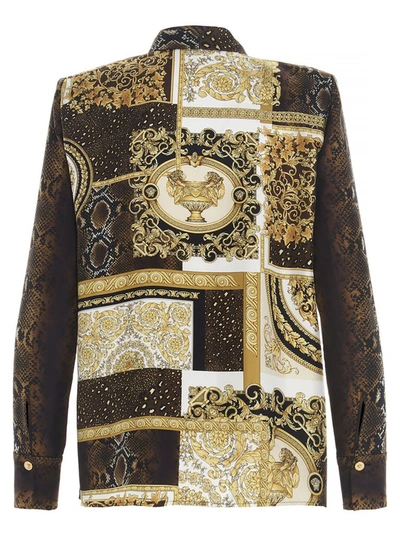 Shop Versace Barocco Patchwork Print Blouse In Multi
