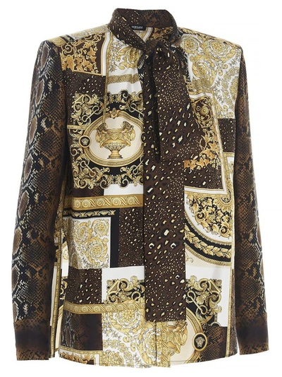 Shop Versace Barocco Patchwork Print Blouse In Multi