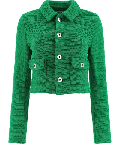 Shop Bottega Veneta Cropped Button In Green