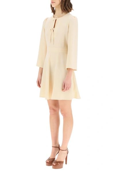 Shop See By Chloé Crepe Flared Mini Dress In Beige