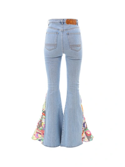 Shop Gcds Panelled Flared Jeans In Blue