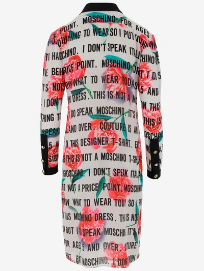 Shop Moschino Allover Print Shirt Dress In Multi