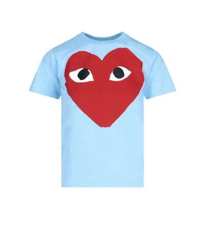 Shop Comme Des Garçons Play Heart Print T In Blue