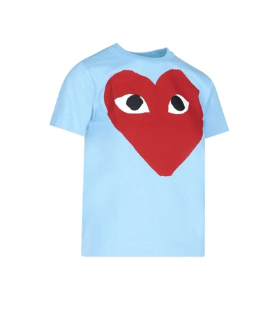 Shop Comme Des Garçons Play Heart Print T In Blue