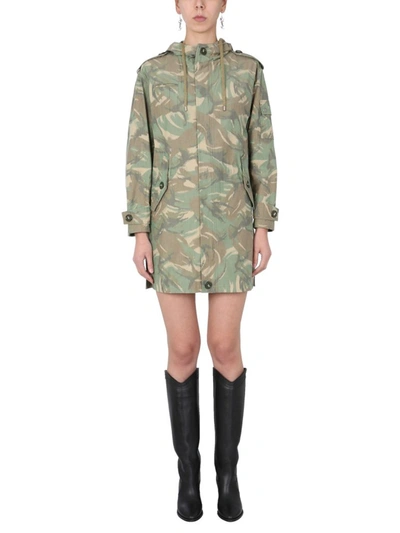 Shop Saint Laurent Camouflage Printed Hooded Jacket In Multi