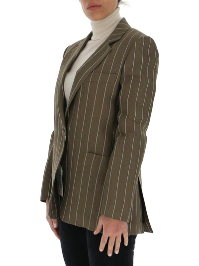 Shop Max Mara Marisa Striped Single Breasted Jacket In Brown