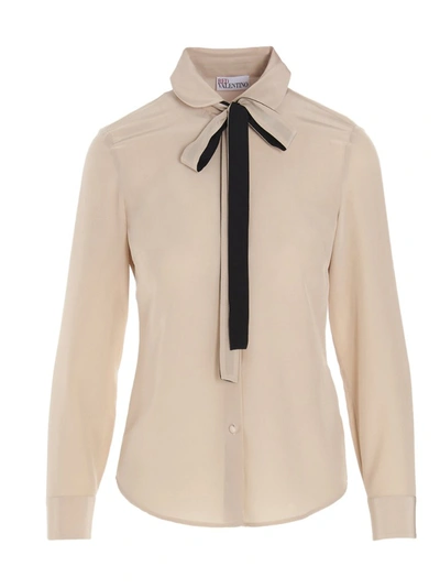 Shop Red Valentino Redvalentino Pussy Bow Detail Shirt In Beige