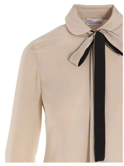 Shop Red Valentino Redvalentino Pussy Bow Detail Shirt In Beige