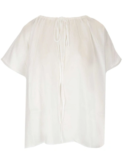 Shop Totême Draped Tunic Blouse In White