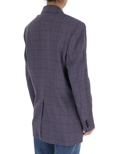 Shop Isabel Marant Étoile Checked Double Breasted Blazer In Navy