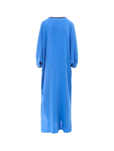 Shop Max Mara Ocroma Kaftan Dress In Blue