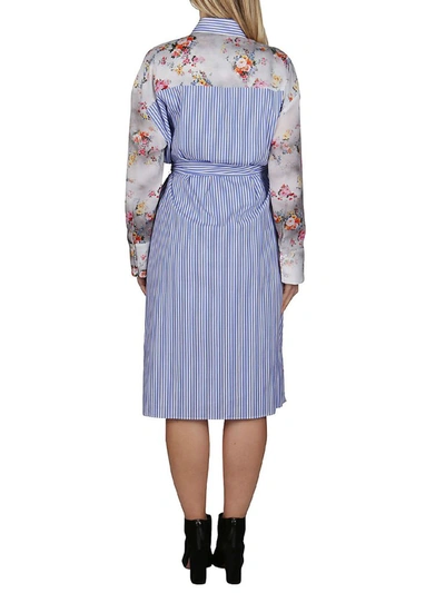 Shop Msgm Floral Printed Panelled Shirt Dress In Multi
