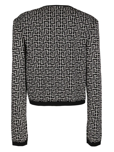 Shop Balmain Monogram Knit Sweater In Multi