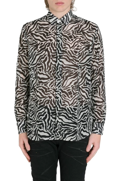 Shop Saint Laurent Zebra Printed Shirt In Multi