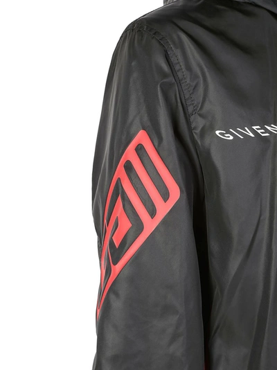 Shop Givenchy Logo Hooded Jacket In Black