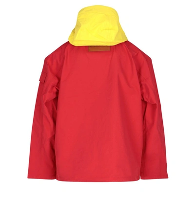 Shop Jw Anderson Colour Block Hooded Zipped Jacket In Red