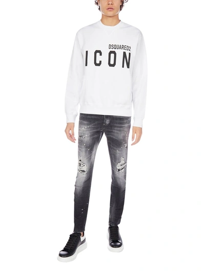 Shop Dsquared2 Icon Print Crewneck Sweatshirt In White