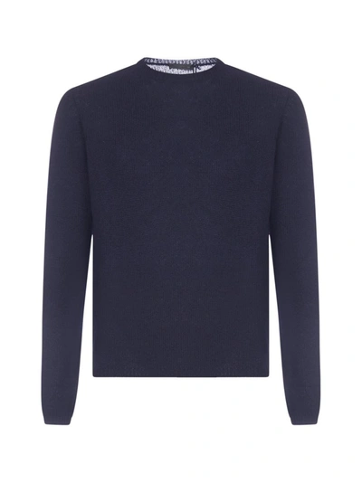 Shop Prada Crewneck Knitted Sweater In Blue