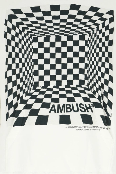 Shop Ambush Check Logo Print Hoodie In White