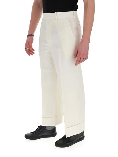 Shop Alexander Mcqueen Wide Leg Trousers In White