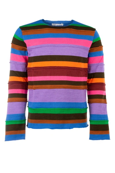 Shop Comme Des Garçons Shirt Striped Knitted Pullover In Multi