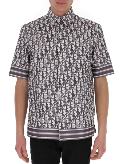 Shop Dior Homme Oblique Short Sleeve Shirt In Multi