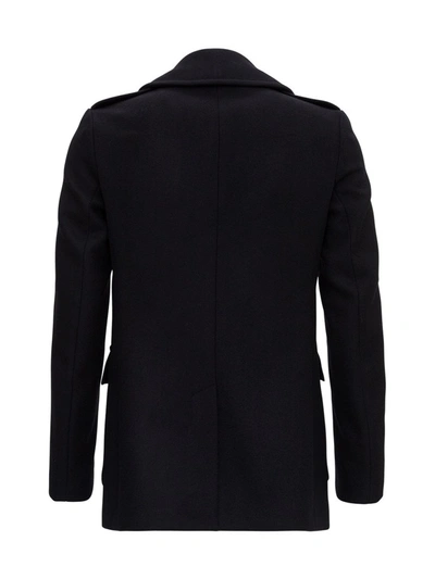 Shop Givenchy Double Breasted Coat In Black