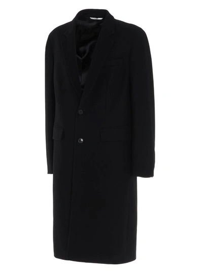 Shop Valentino Front Pockets Coat In Black
