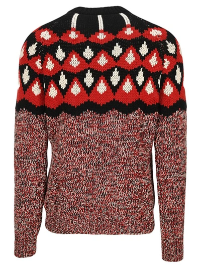 Shop Prada Intarsia Knitted Sweater In Red