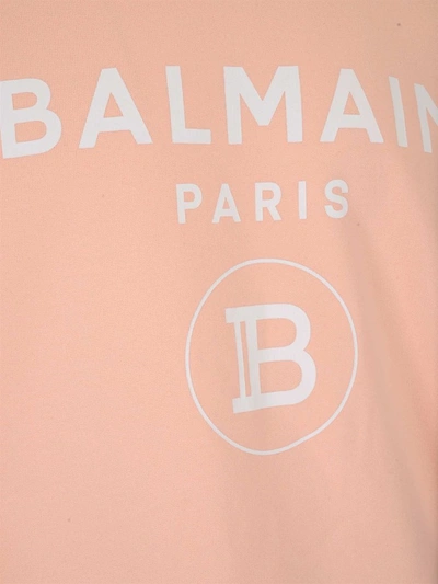 Shop Balmain Logo Print Sweatshirt In Pink