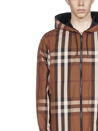 Shop Burberry Reversible Check Hooded Jacket In Multi