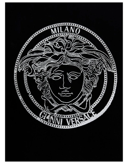 Shop Versace Embroidered Medusa Hoodie In Black