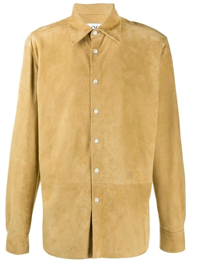 Shop Loewe Tailored Suede Shirt In Beige