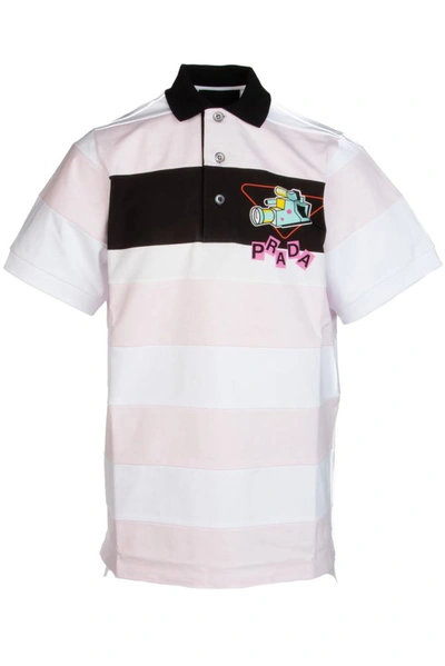 Shop Prada Striped Polo Shirt In Multi