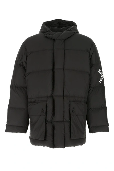 Shop Kenzo Sport Little X Long Parka Jacket In Black