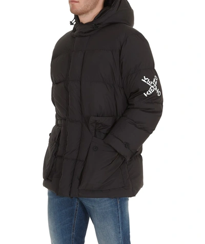 Shop Kenzo Sport Little X Long Parka Jacket In Black