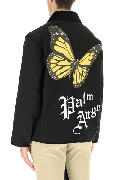 Shop Palm Angels Butterfly Print Bomber Jacket In Black