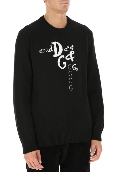 Shop Dolce & Gabbana Logo Knit Sweater In Black