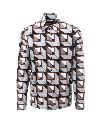 Shop Prada Geometric Print Shirt In Multi