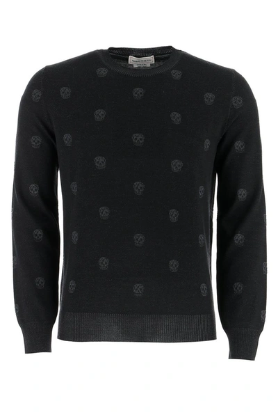 Shop Alexander Mcqueen Jacquard Skull Sweater In Black