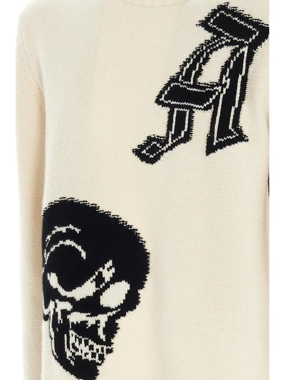 Shop Alexander Mcqueen Skull Intarsia Sweater In White
