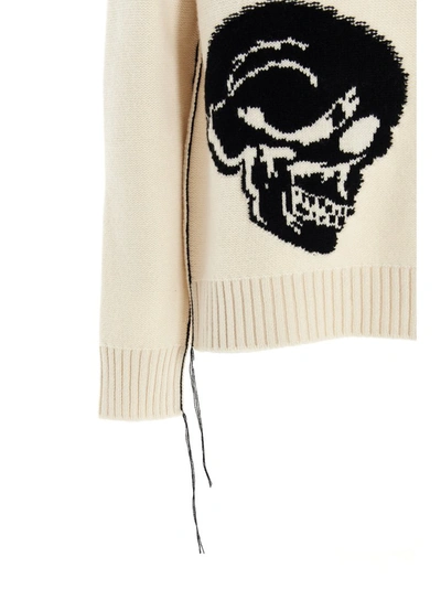 Shop Alexander Mcqueen Skull Intarsia Sweater In White