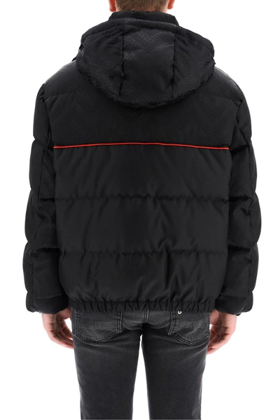 Shop Versace Logo Motif Puffer Jacket In Black