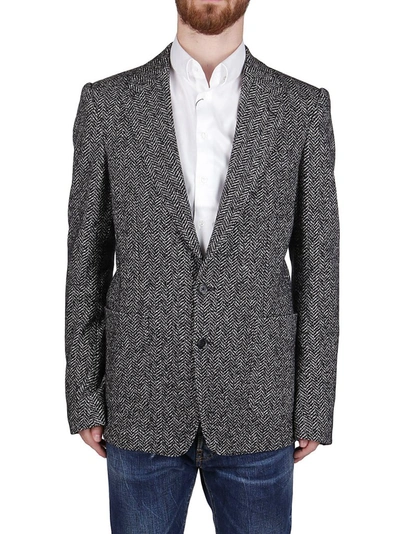 Shop Dolce & Gabbana Single Breasted Blazer In Grey