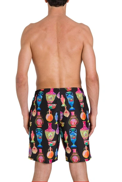 Shop Versace Graphic Printed Swimming Shorts In Multi