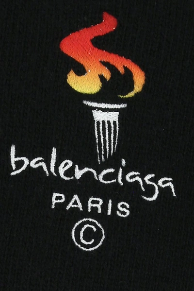 Shop Balenciaga Paris Crewneck Sweater In Black