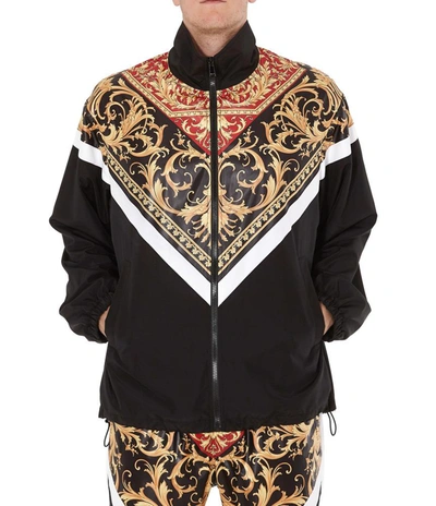 Shop Versace Baroque Panelled Jacket In Multi